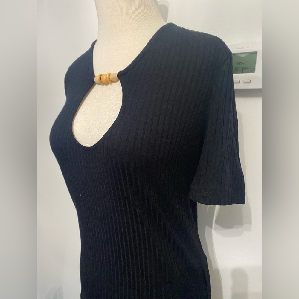 ZARA Black Front Cutout Ribbed Top - Size M